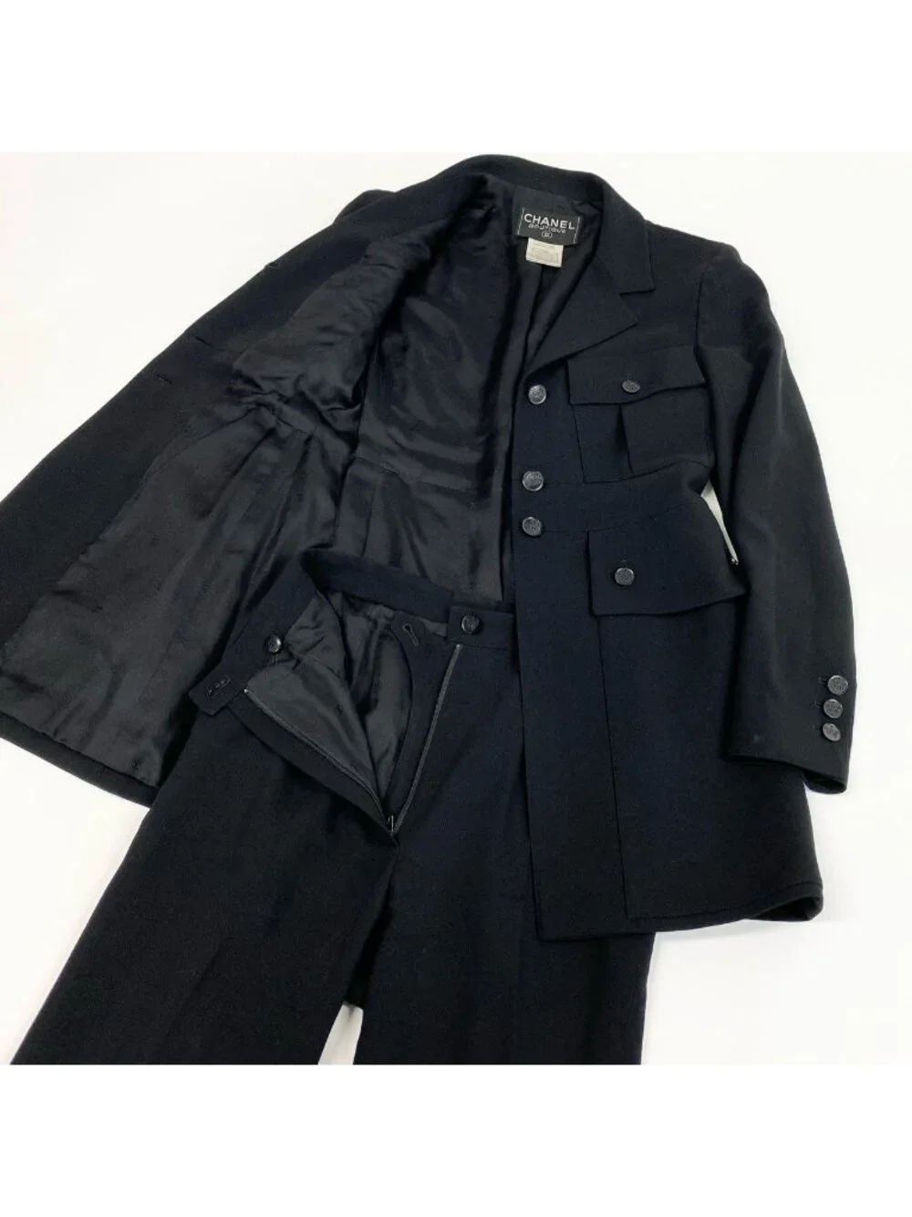 Chanel Style Up Jacket Pants Set 36 Black